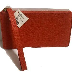 Women's Genuine Leather Wallet Wristlet orange